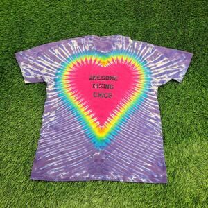 Vintage Heart Biker Tie-Dye Shirt Womens XL 20x27 Purple Red